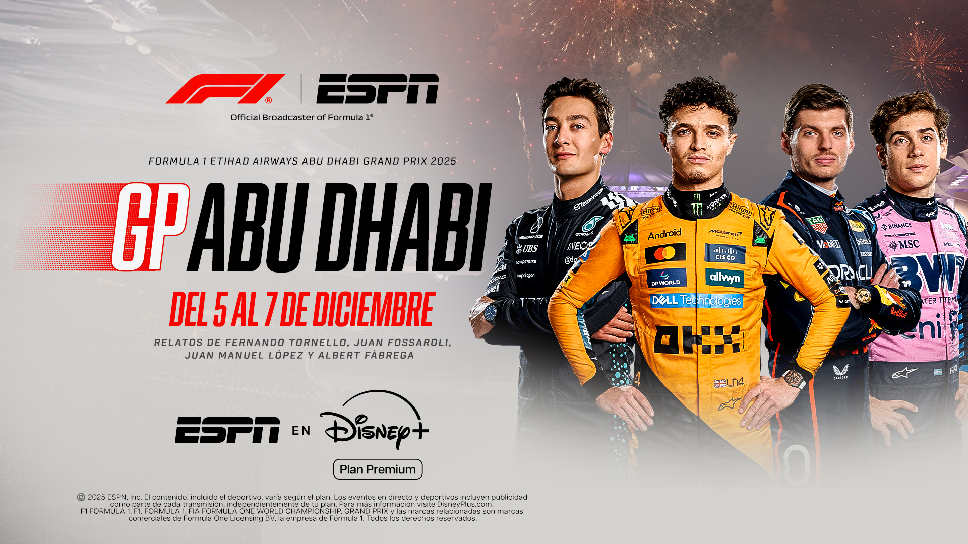 ESPN trae la Fórmula 1 en Abu Dhabi, con Norris, Verstappen y Piastri ...