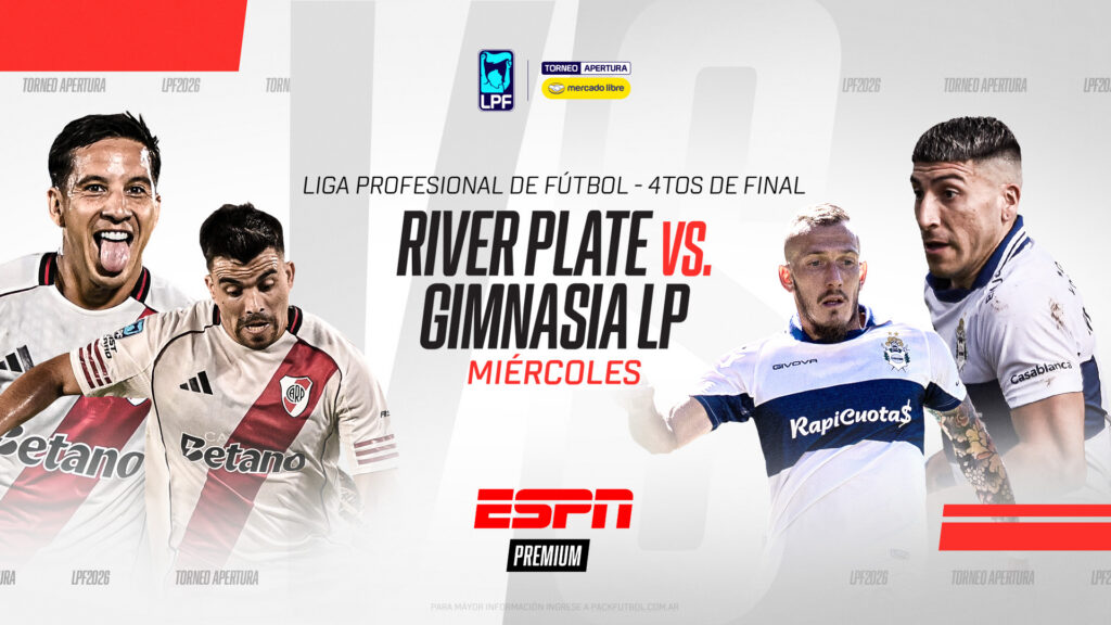 El martes 12 y miércoles 13 de mayo se desarrollarán los cuartos de final de la Liga Profesional del Fútbol Argentino 2026, con tres partidos en vivo por ESPN Premium