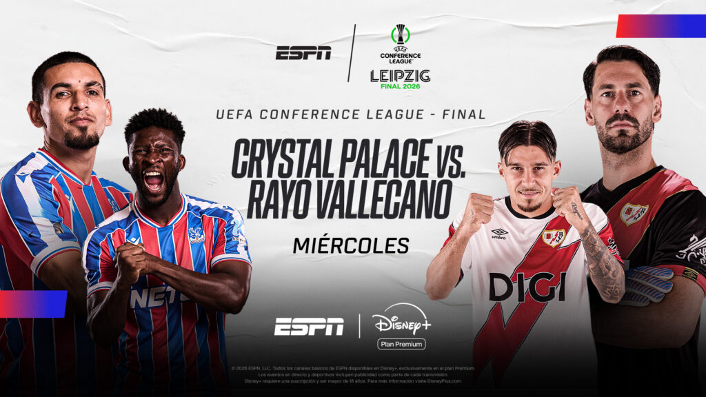 El miércoles 27 de mayo, ESPN y Disney+ Plan Premium transmitirán en vivo la gran final de la UEFA Conference League, que se disputará en el Red Bull Arena de Leipzig.