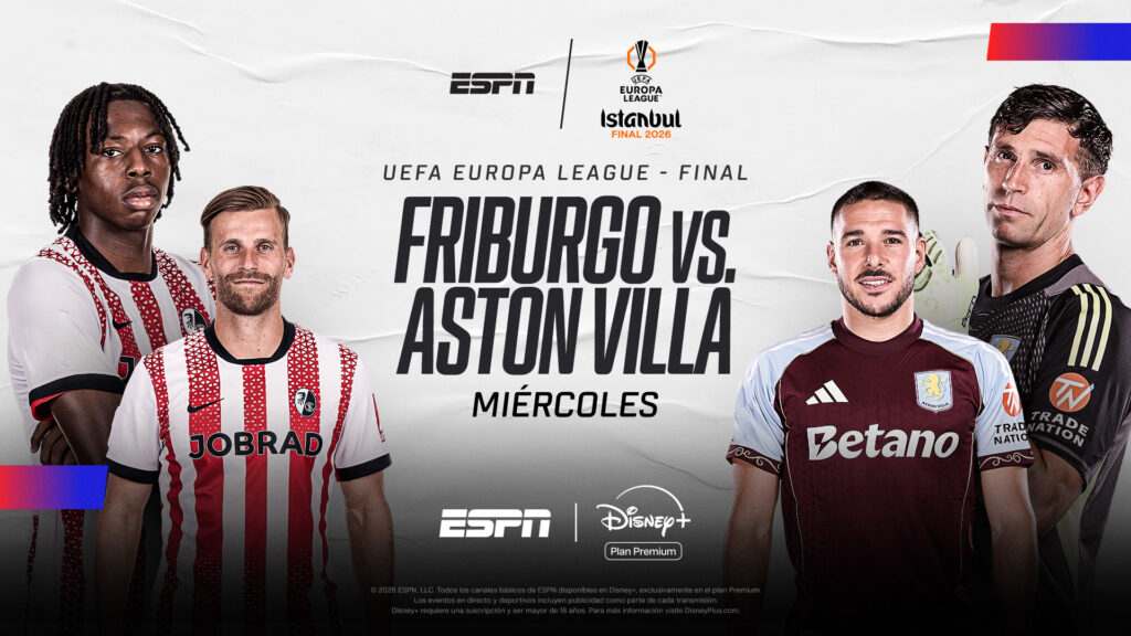 El miércoles 20 de mayo, ESPN y Disney+ Plan Premium transmitirán en vivo la gran final de la UEFA Europa League, que se disputará en el Tüpraş Stadium de Estambul.