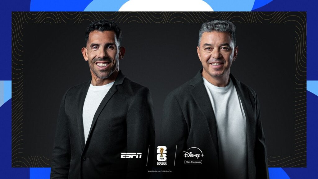ESPN suma dos incorporaciones de lujo. Marcelo Gallardo y Carlos Tévez se suman a Sergio “Kun” Agüero, Oscar Ruggeri, Sebastian Vignolo, Mariano Closs, y Diego Latorre para la cobertura de ESPN de la Copa Mundial de la FIFA 2026